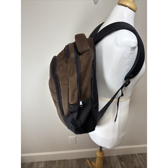 Hiram Bingham Belmond Train Brown Suede Feel Backpack Travel Daypack School Bag - Picture 6 of 12